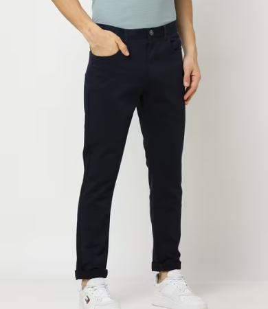 Men Tapered Fit Flat-Front Trousers